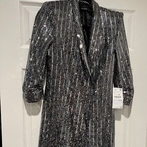 Zara Silver Sequin Blazer Dress